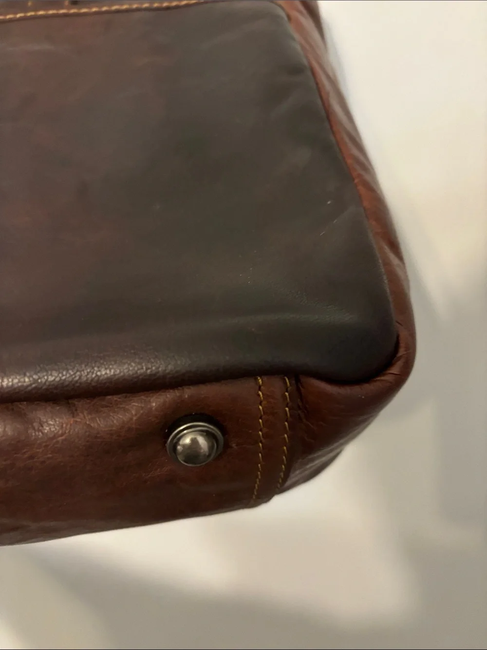 Jack Georges Buffalo Leather business voyage Tote Briefcase - Brown Two-Tone